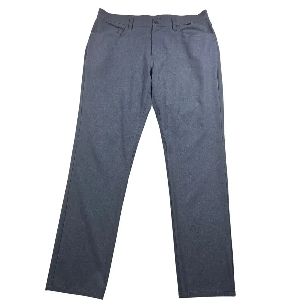 TravisMathew OTC Tech Chino Heathered Blue Stretch Pants Men’s 35 EUC